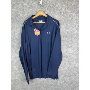 Under Armour Golf Polo Mens Large Long Sleeve Blue Heatgear Infrared Performance